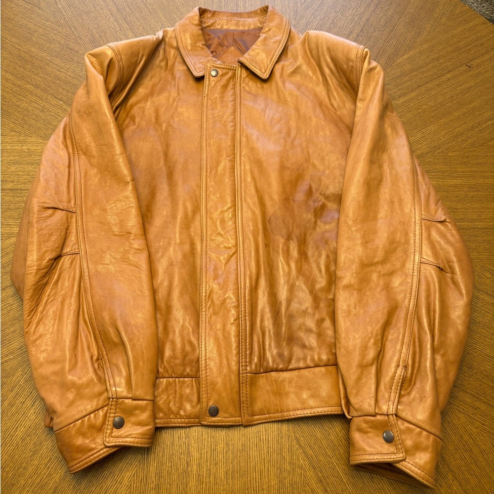 Remy Men's Tan Leather Jacket Size 42